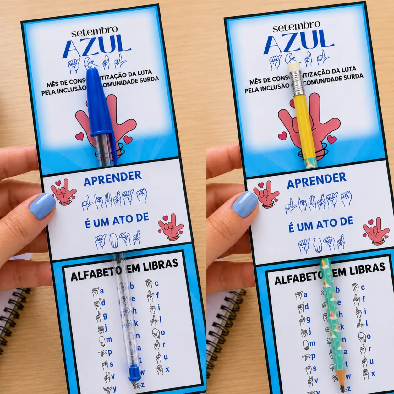 Lembrancinhas Setembro Azul para caneta e lápis